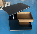 360° Rotating Multifunctional Coffee Table with Rolling Wheels, Modern Design