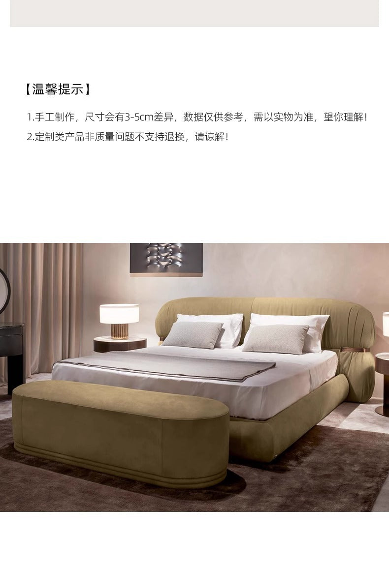 Double bed solid wood bed modern simple high-end design frosted cloth soft bed