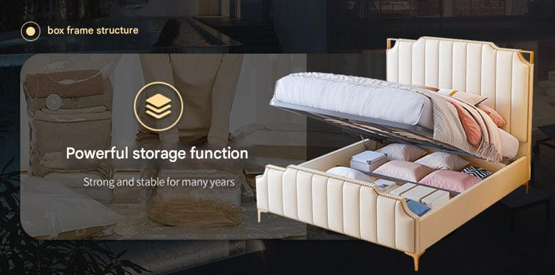 Children's bed Princess bed Solid wood bed Double bed Large storage cabinet Simple light luxury style