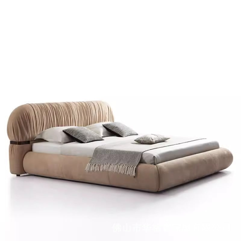 Double bed solid wood bed modern simple high-end design frosted cloth soft bed