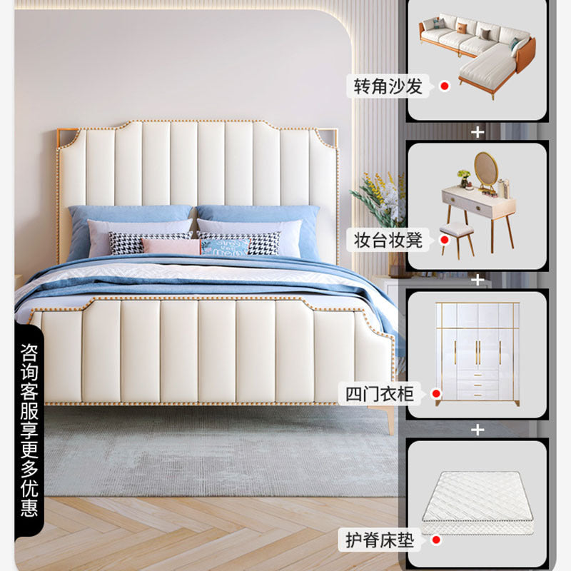 Children's bed Princess bed Solid wood bed Double bed Large storage cabinet Simple light luxury style