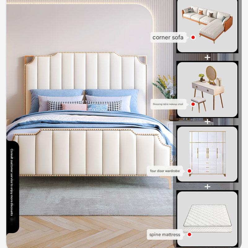 Children's bed Princess bed Solid wood bed Double bed Large storage cabinet Simple light luxury style