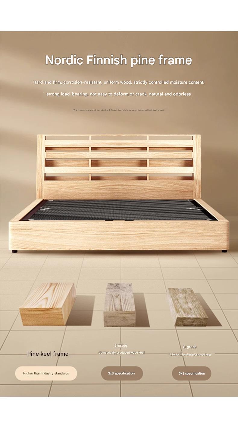 Double bed solid wood bed modern simple high-end design frosted cloth soft bed