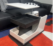 360° Rotating Multifunctional Coffee Table with Rolling Wheels, Modern Design