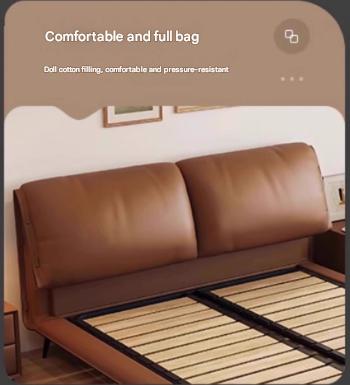 Double bed retro high-end wear-resistant and scratch-resistant microfiber leather Italian style