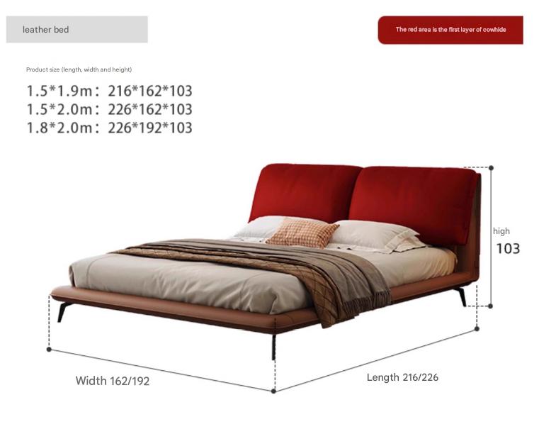 Double bed retro high-end wear-resistant and scratch-resistant microfiber leather Italian style