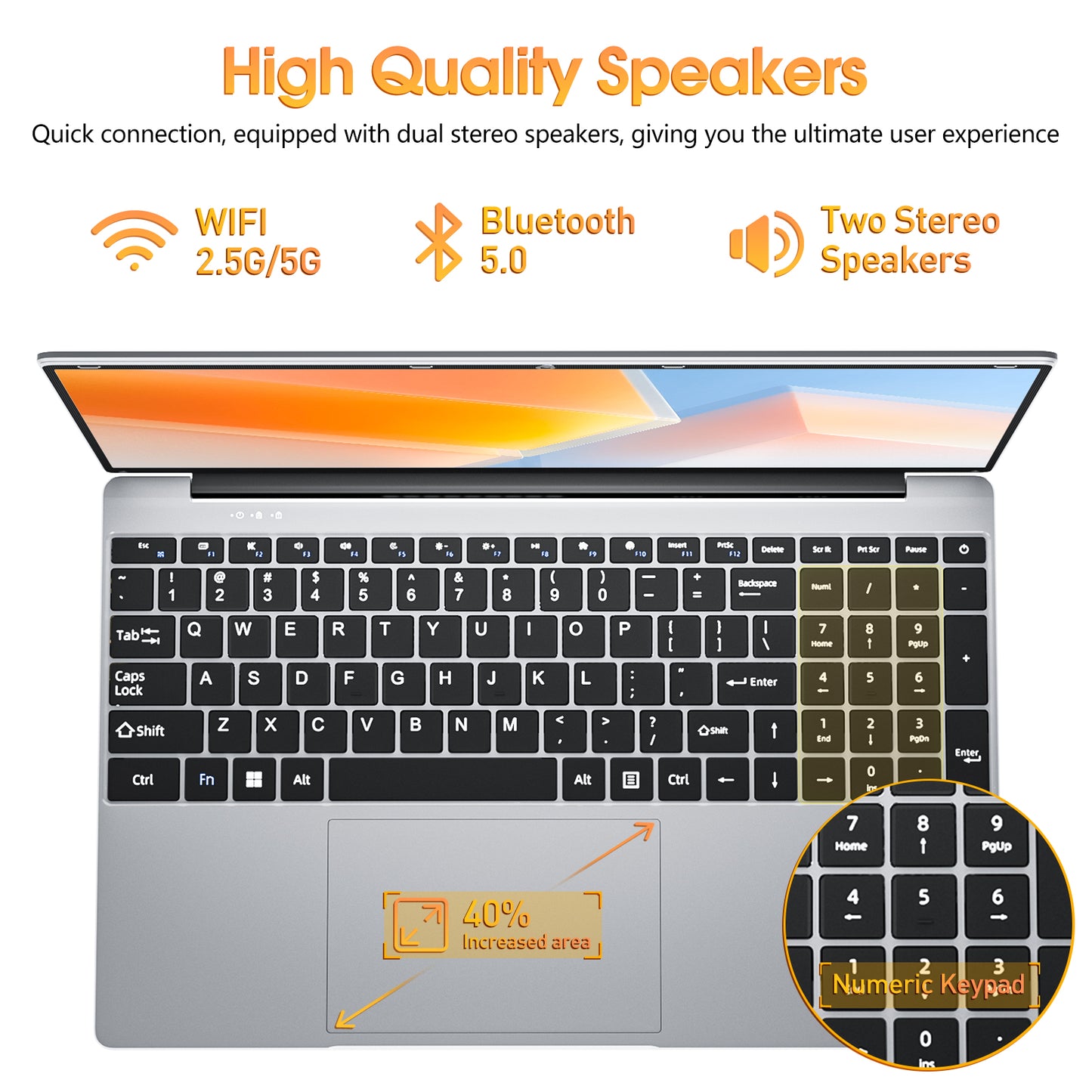 15.6" Full HD Laptop 4GB RAM 128GB SSD 7000mAh Windows 11 Intel N4000 WiFi5