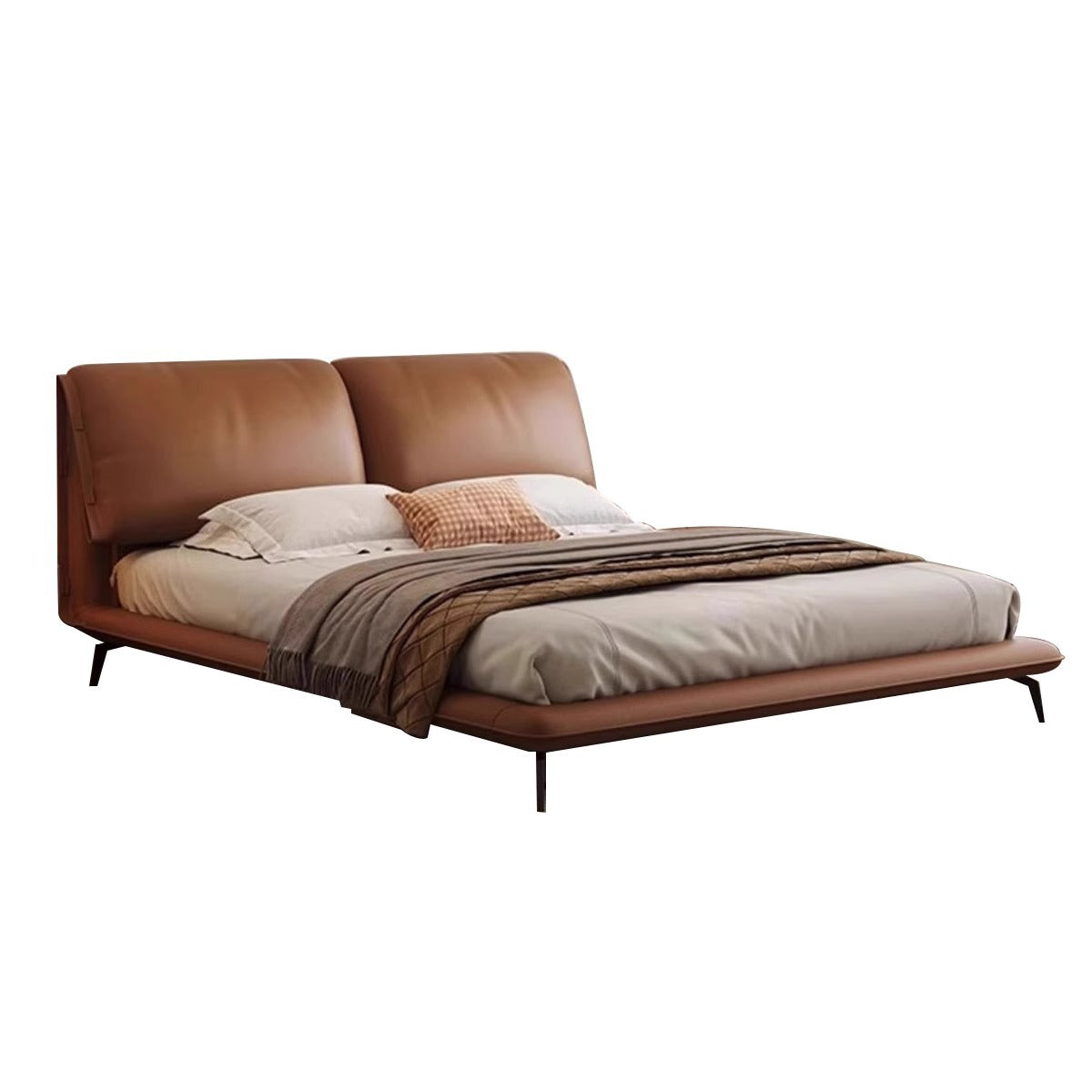 Double bed retro high-end wear-resistant and scratch-resistant microfiber leather Italian style